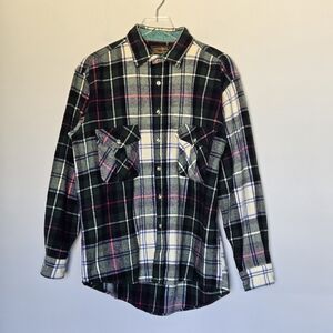 Vintage 90s Y2K Eddie Bauer Wool Plaid Flannel Academia Preppy Button Down Shirt
